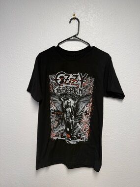 Ozzy Osbourne Graphic Band T Shirt Black Angel Wings Rock Tee Medium